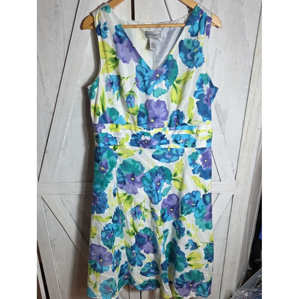 Catherines 100% Cotton A-Line Floral Dress Size 16W